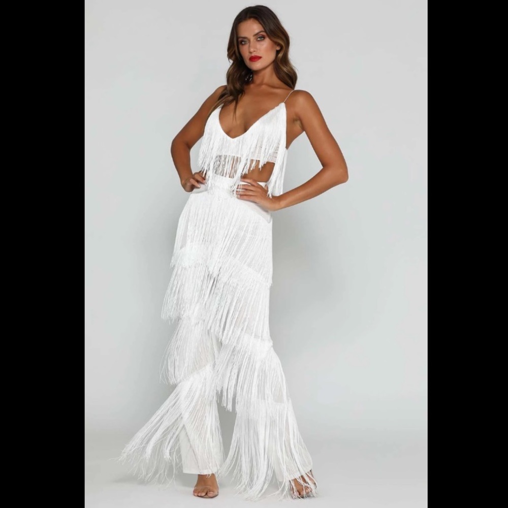 Meshki Fringe Pant and Crop Set